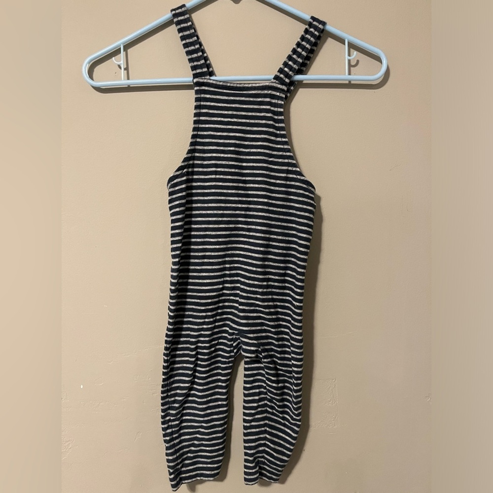Tea Collection boys overalls 18-24 months blue and white striped